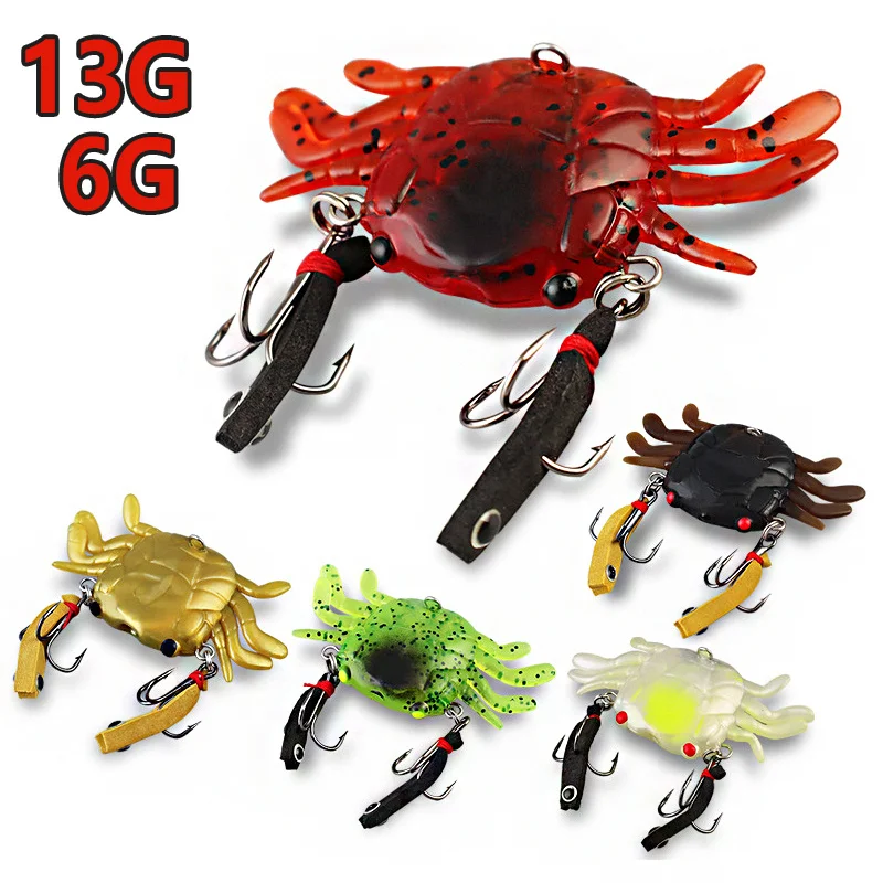 TPR Crab Soft Bait 6g/13g Submerged Long Throwing Lead Coated Boat Fishing Lure Sea Fishing Biomimetic Fish Bait 4.5/6.5cm Lures