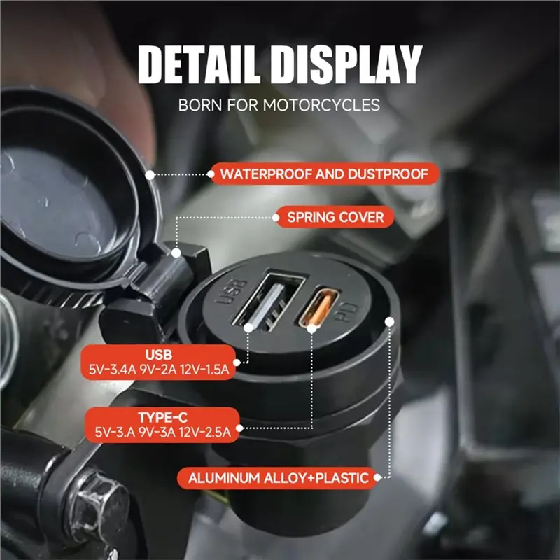 Excellent-USB Socket Power Adapter For Honda CRF250L/Rally 2017-2023 CRF300L/Rally 2021-2025 Motorcycle USB+ TYPE-C Accessories 5