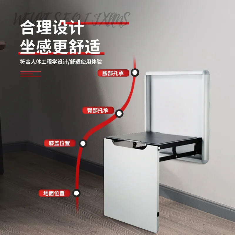 Aluminum Alloy Hidden Hallway Folding Stool Wall-Mounted Shoe Cabinet Stool Household Invisible Bathroom Folding Seat