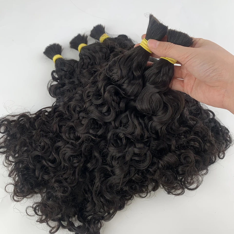 Italian Curly Bulk Human Hair Bundle No Weft for Braiding 100% Unprocessed Human Virgin Hair 12A Water Wave Wet Wavy Hair