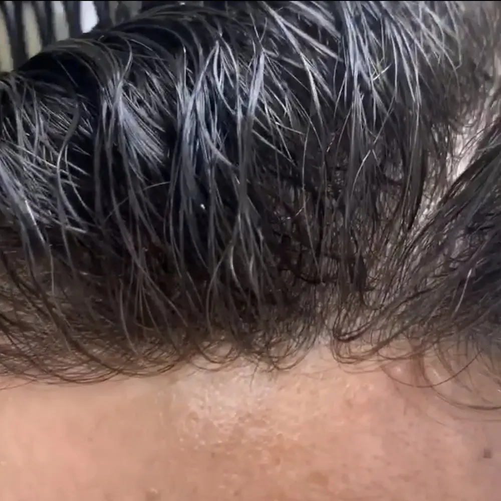 

Ультратонкий мужской парик-накладка V-Loop 0.02 мм с естественной линией роста волос, серый, оттенок 1B80, из натуральных человеческих волос, 80% плотность, легкий, для мужчин