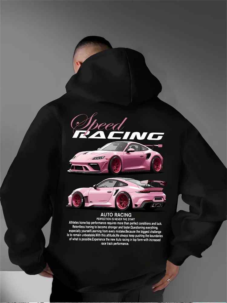 Sweat à capuche pour hommes, modèles d'automne et d'hiver avec imprimé d'inspiration de Style de rue rétro, motif de voiture, pull de Style décontracté