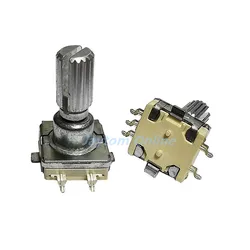 5pcs Rotary Encoder Switch With Push Button EC11 30 Position 5pin SMD Type Handle Length 17mm Plum Shaft