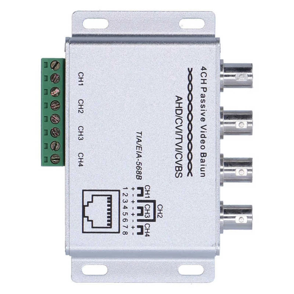 Transceptor pasivo de 4 canales, adaptador de vídeo Balun, transmisor BNC a UTP Cat5/5e/6, Cable 720P 1080P, CVI/TVI/AHD HD