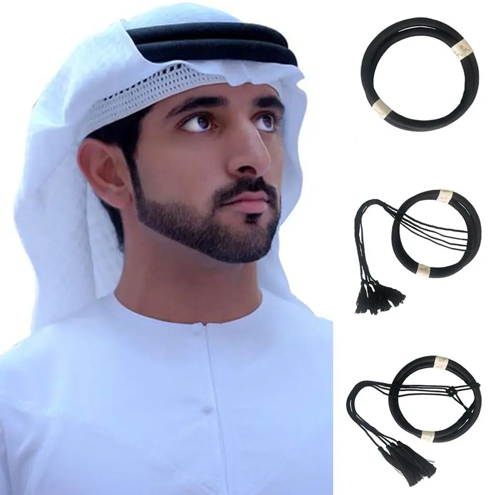 1Pcs Desert Accessories Headwear Rope Man Saudi Arabic Dubai Islamic Clothing Headrope Muslim Black Egal Shemagh Shawl