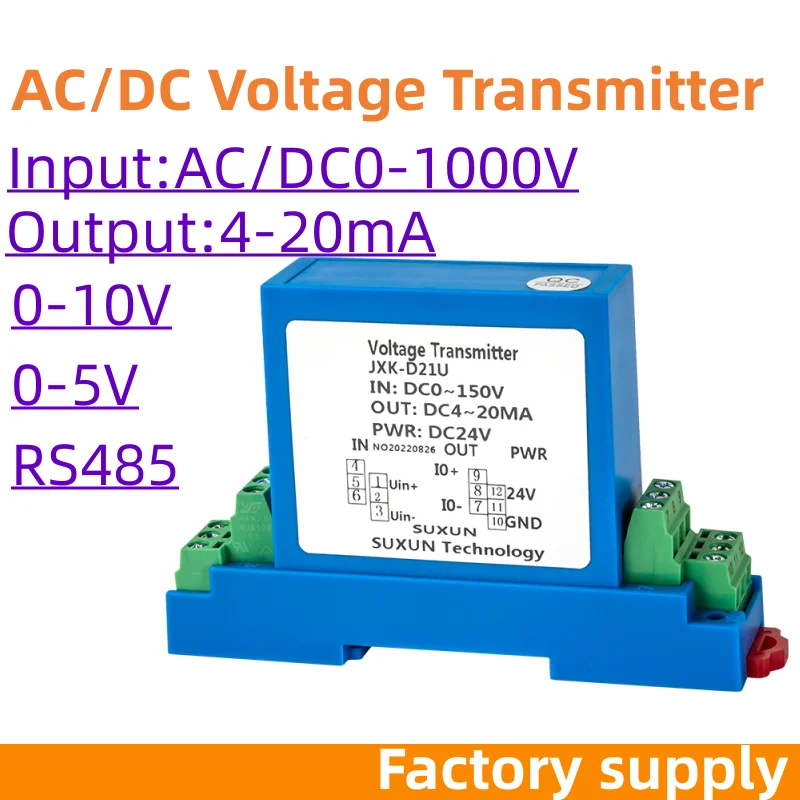 50V/100V/200V/300V/500V/1000V High Volatge Transducer DC Voltage Transmitter Factory Supply AC Voltage Sensor