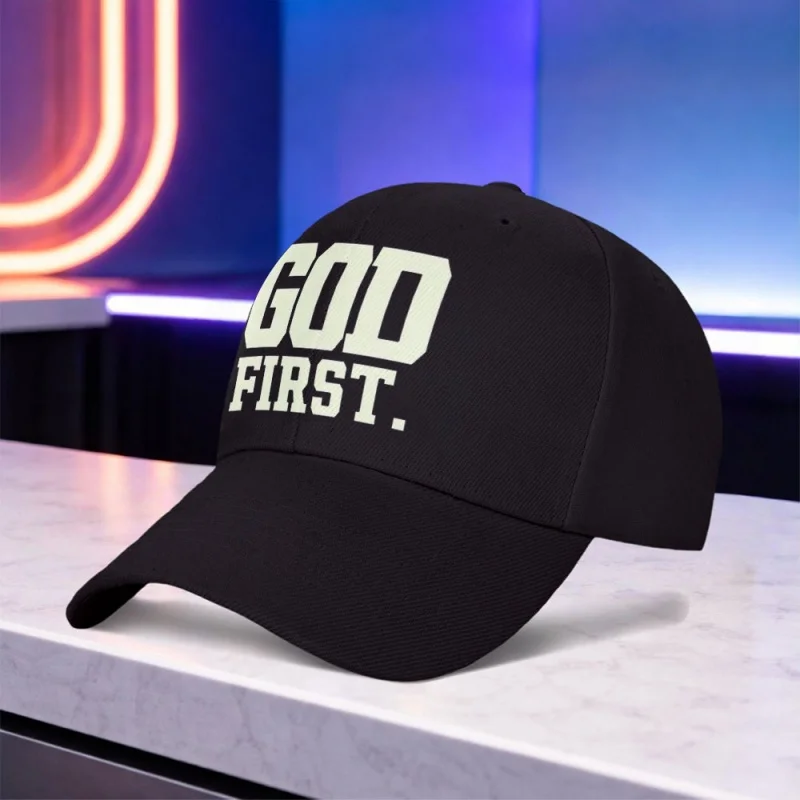 GOD FIRST Simple Baseball Cap – Lightweight Unisex Sports Cap for Weddings, Parties, Festivals, Daily Wear