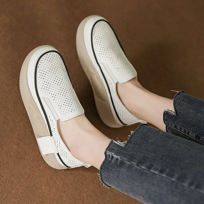 Hollow Loafers Women Sneakers Fashion Non-slip Women's Platform Sports Shoes Versatile Women's Breathable Slip-on Casual Shoes