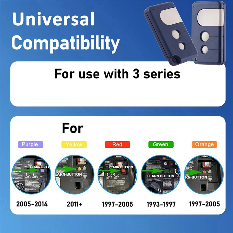 AM-3Pcs Garage Door Remote 433.92Mhz, 3-Button Opener Control  Compatible With Multiple Models