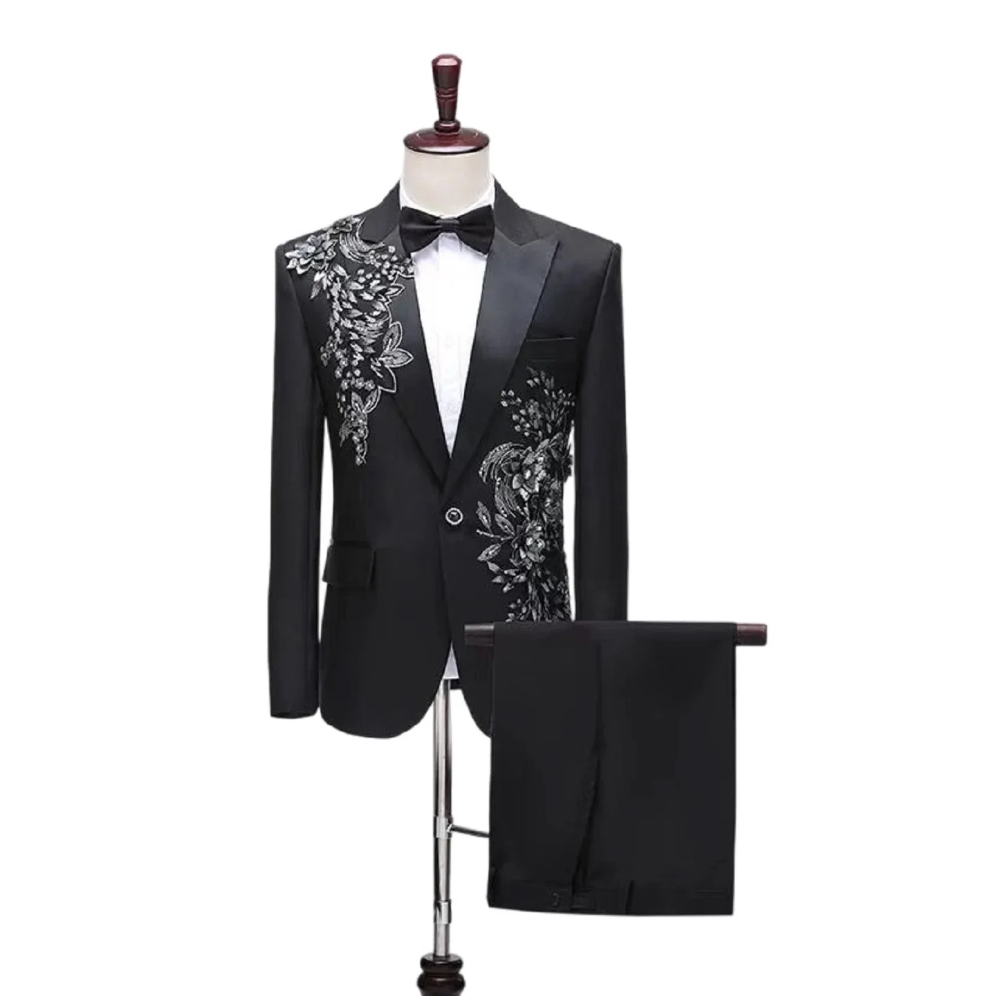 Black top and pants come with bow tie