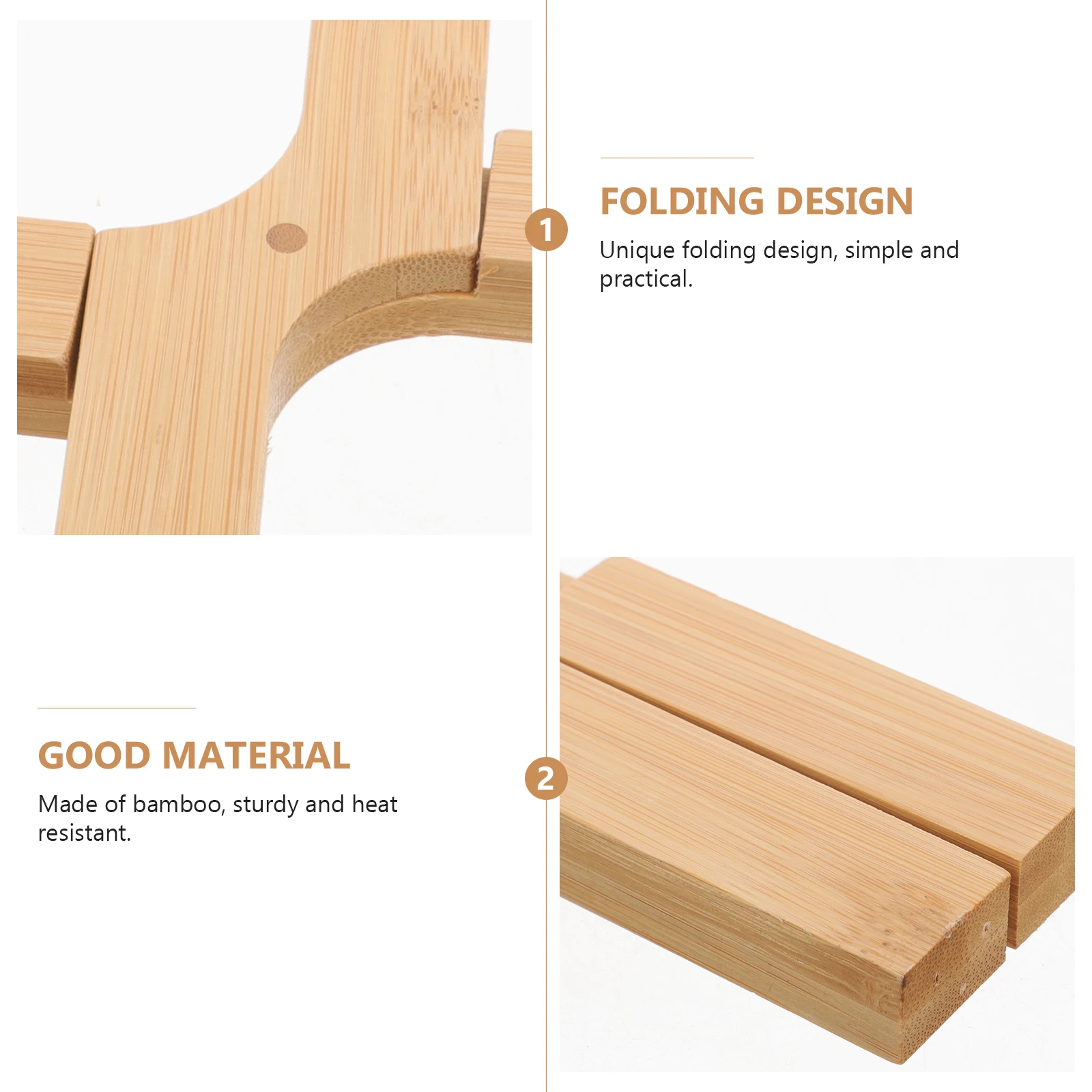 

Foldable Bamboo Trivet Wood Pot Holder Heat Insulating Nonslip Folding Pot Holder for Hot Pots Pans Bowls Kitchen