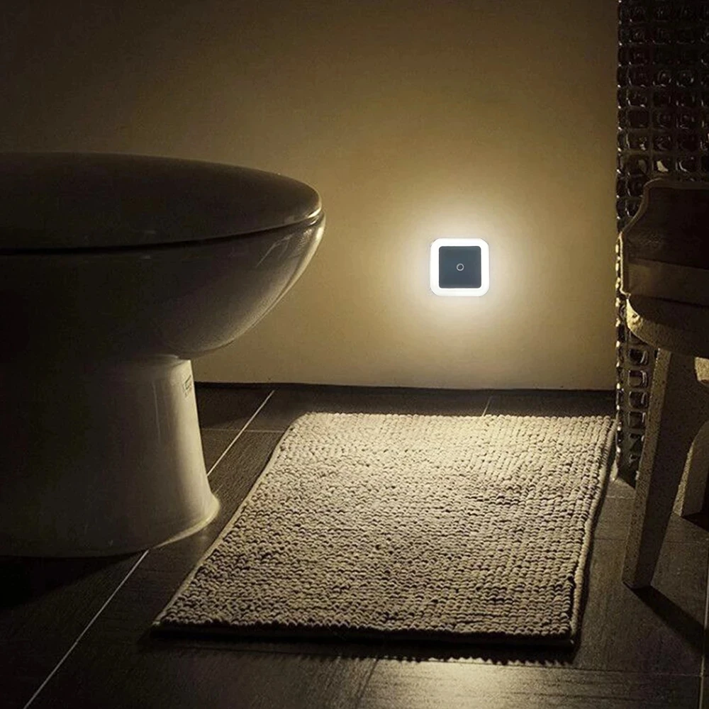 1PC Mini LED Night Light Sensor Control In Wall Square Nightlight Lamp EU US UK Plug Led Lights Stairway Hallway Bedroom Light