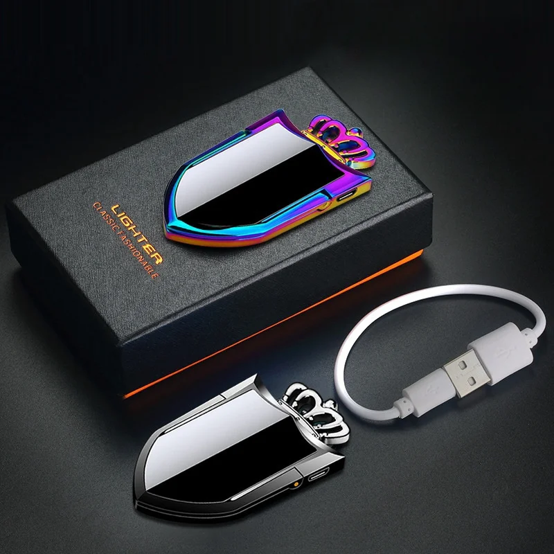 Creative Crown shaped Electronic Lighter with Phone Stand USB Fast Charging Multi functional Tungsten Wire Windproof Lighter