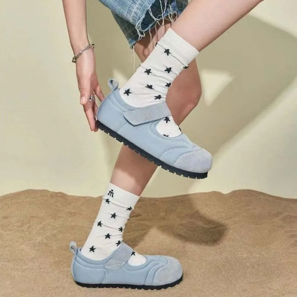 Knitted Y2k Mid Tube Star Socks Fashion Three-dimensional Elastic Summer Star Cotton Socks Korean Non-Slip School