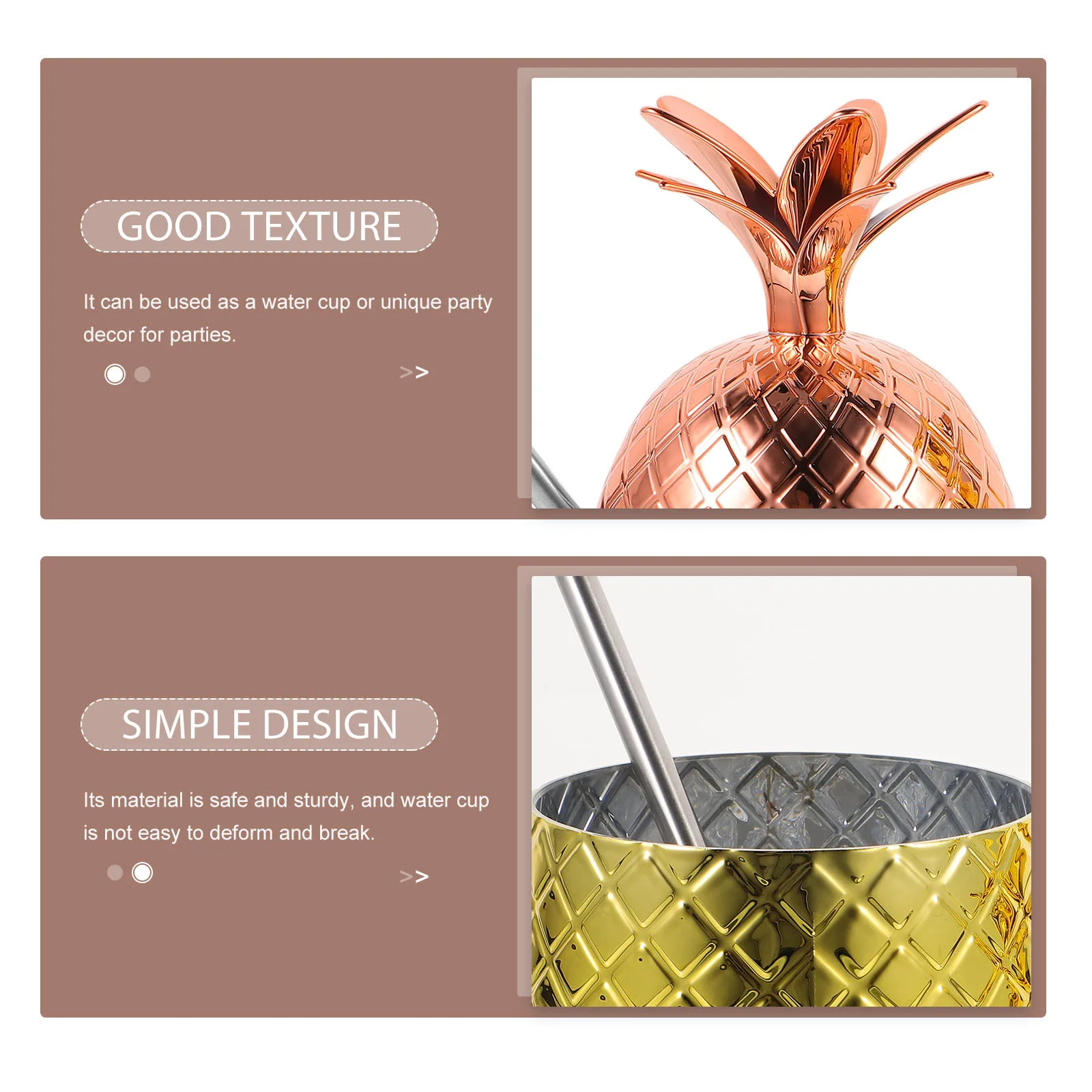 

2Sets Stylish Pineapple Cups Creative Beverage Drinkware for Fun Cocktails Party Decor Wine Cup Beverage Cup Straw Cups