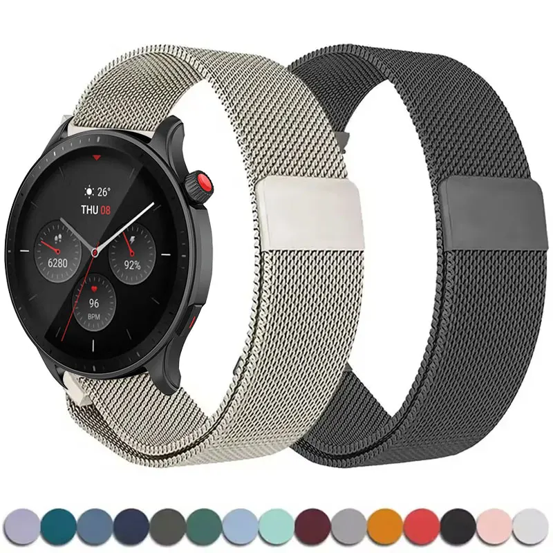 حزام ميلانيزي لساعة Amazfit Bip 5/Bip3 Pro/Balance/GTS/GTR 4-3-2 20 مللي متر 22 مللي متر سوار معدني لساعة سامسونج جالاكسي 7 6 5 4 كلاسيك #1