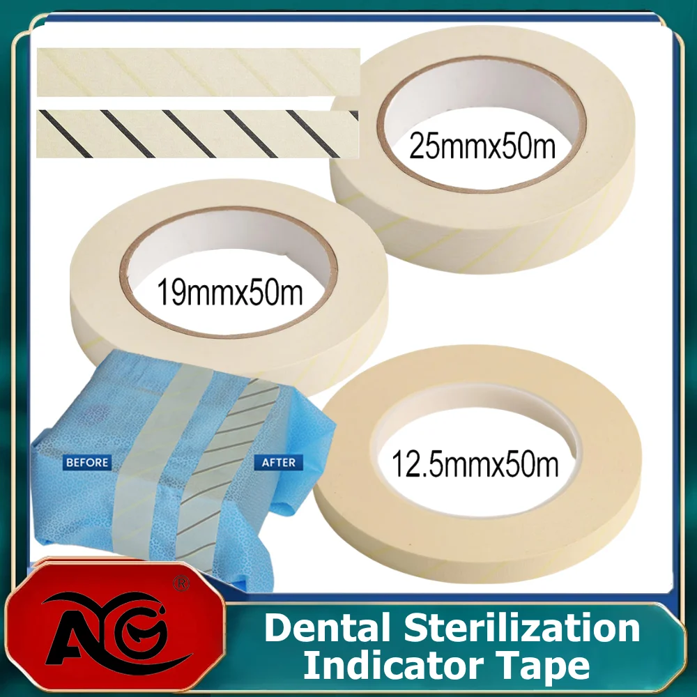 

Индикаторная лента для стерилизации AG, 1 рулон, материал для автоклавирования, стоматологические принадлежности для очистки и ухода за полостью рта, 12/19/25 мм