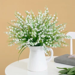 1pc Artificial Flowers with Leaf Green Grass Plastic Plants Fake Leaf Foliage Bush for Home Wedding Decoration Party Supplies