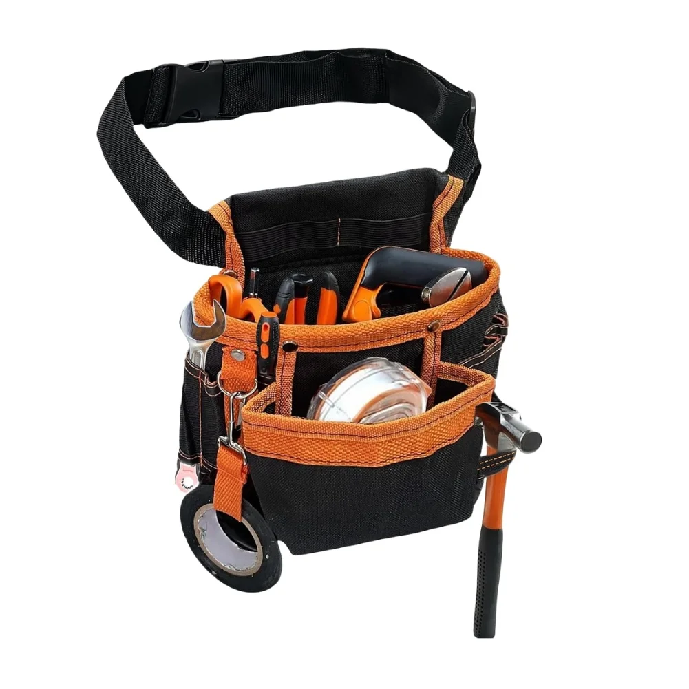 Multifunctional Tool Organizer Belt Pouch for Electricians Carpenters with Reinforced Stitching and Rivet Enhanced Durability