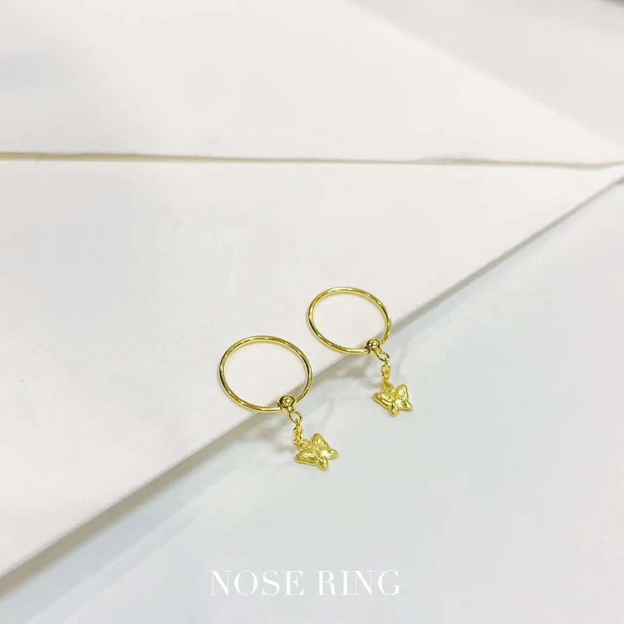 Box 20pcs 10MM Butterfly Ornament Nose Ring Nose Hoop Thin Nose Piercings Hoops Nose Piercing Rings Multicolor Jewelry