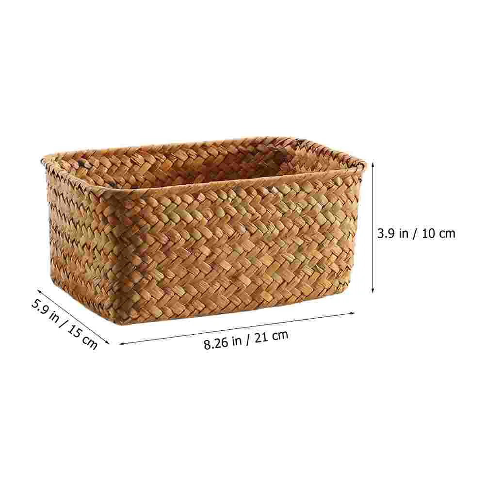 Basket Storage Baskets Wicker Storage Basket Rattan Rectangular Woven Storage Box Small Home Desktop Storage Organizer Container