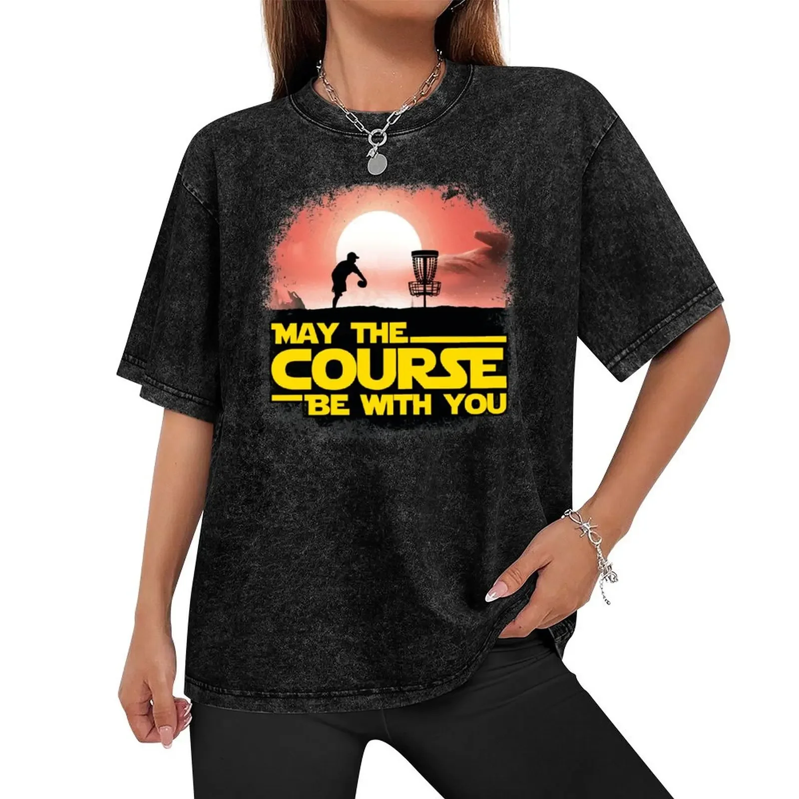 Premium May the Course Be With You Disc Golf T-Shirt vintage anime shirt summer top cute tops shirts graphic mens clothing