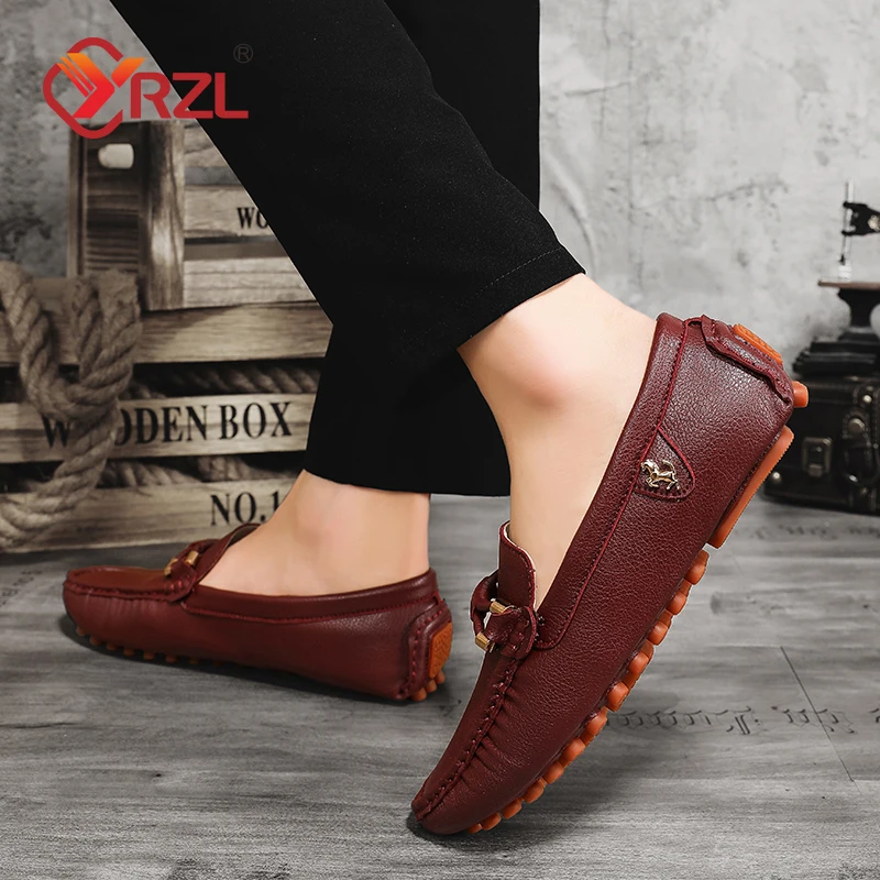 YRZL Loafers for Men 2024 New Handmade Moccasins Men Flats Casual Leather Shoes Luxury Comfy Mens Loafers Size 48 Shoes for Men