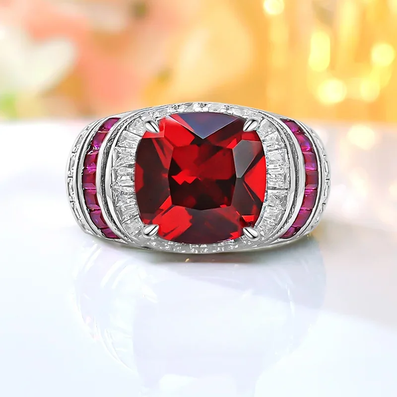 

New 925 Pure Silver Colored Treasure Ring for Women Set with High Carbon Diamonds, Elegant Banquet, Wedding Jewelry for Women