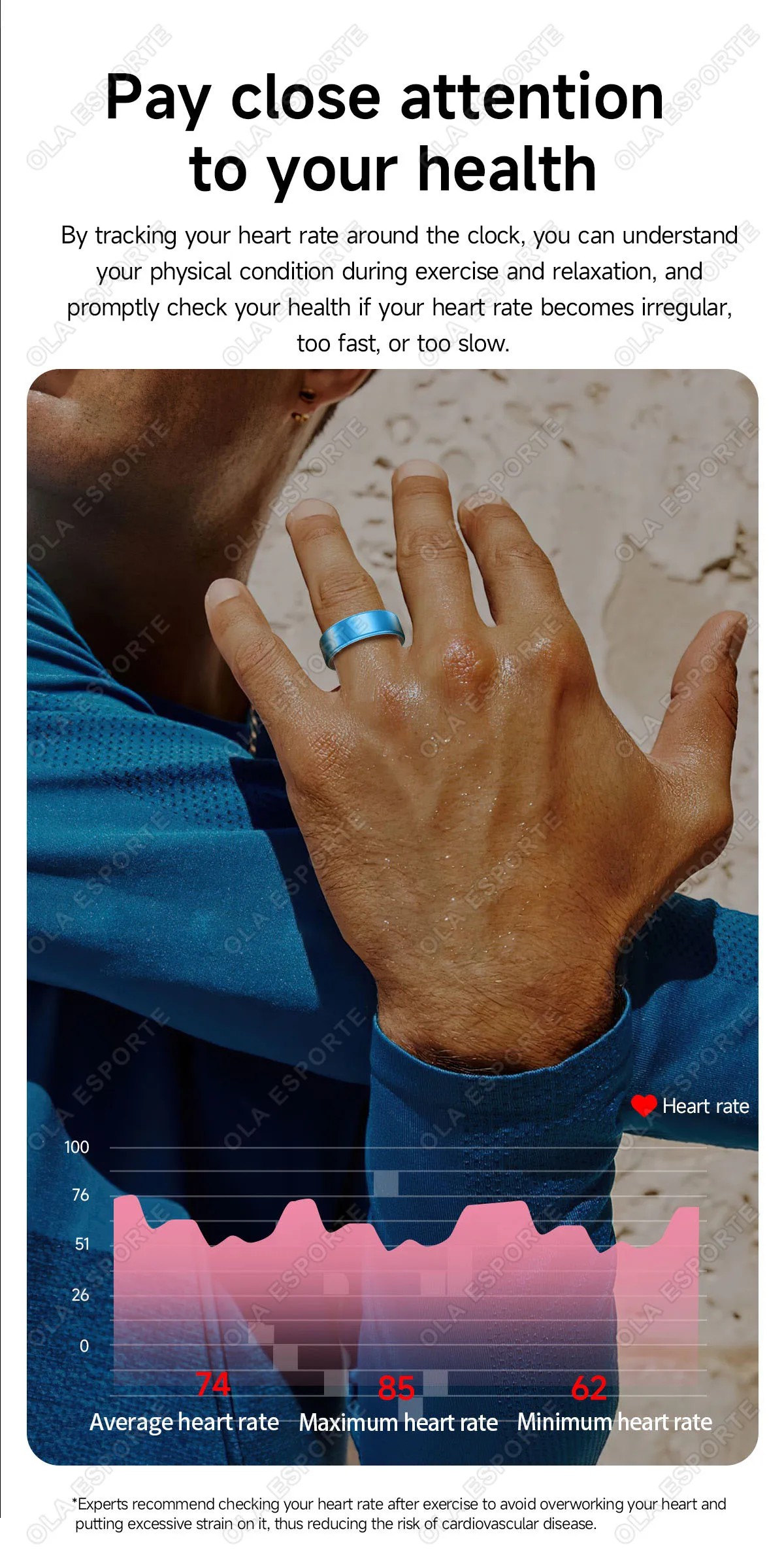 2026 Smart Ring für Damen, Herren und Paare, SmartRing mit Herzfrequenzmesser, wasserdicht, Sportmodi, superleicht, hautfreundlich, Armband R88 – Detail 8