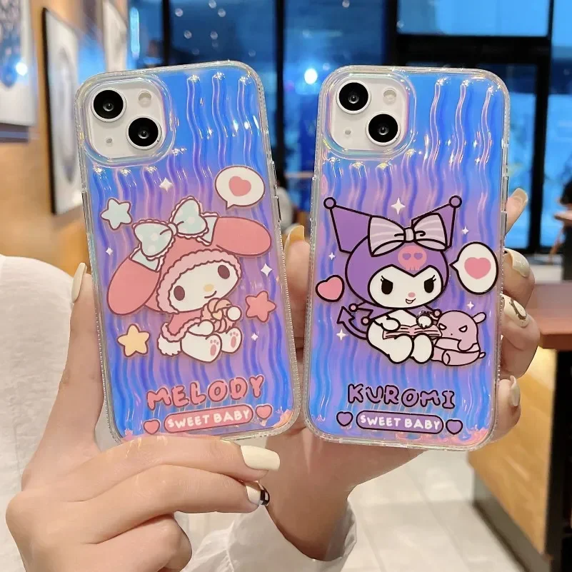 Sanrio Series Colorful Laser IPhone15promax Mobile Phone Case Suitable for Apple 12 Mobile Phone Case Electroplating