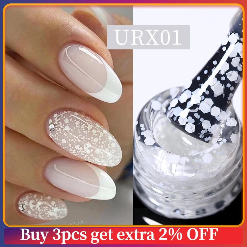 UR SUGAR 7ml Snowflake Gel Nail Polish Semi Permanent Milky White Glitter Snow Sequins Soak Off UV Nails Art Varnish Manicure