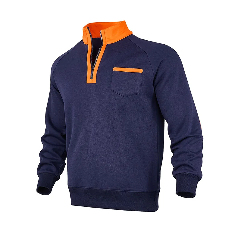 Men-Fleece-Lined-Half-Zip-Sweatshirt-Stand-Collar-Color-Block-Pocket-Pullover-Autumn-Winter-Loose-Casual-Warm-Long-Sleeve-Tops