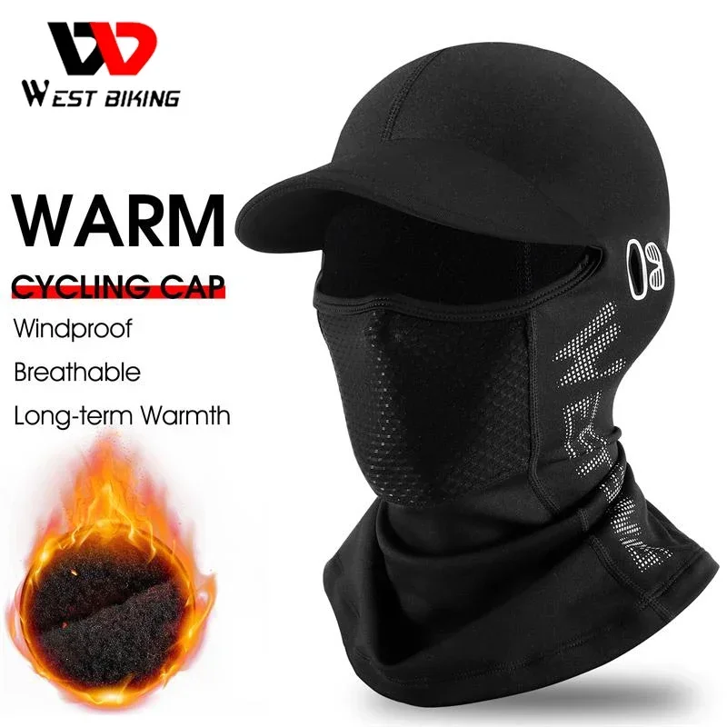 

WEST BIKING With Brim Men Women Face Mask Winter Warm Bicycle Motorcycle Helmet Inner Cap Fishing Cycling Balaclava Travel Hat