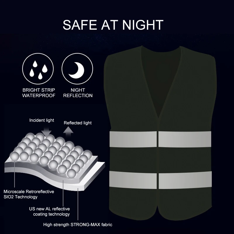 High Visibility Car Reflective Safety Ves Reflective Strip Jacket Vest Emergency Reflective Vest Fluorescent Mesh Gas Stations