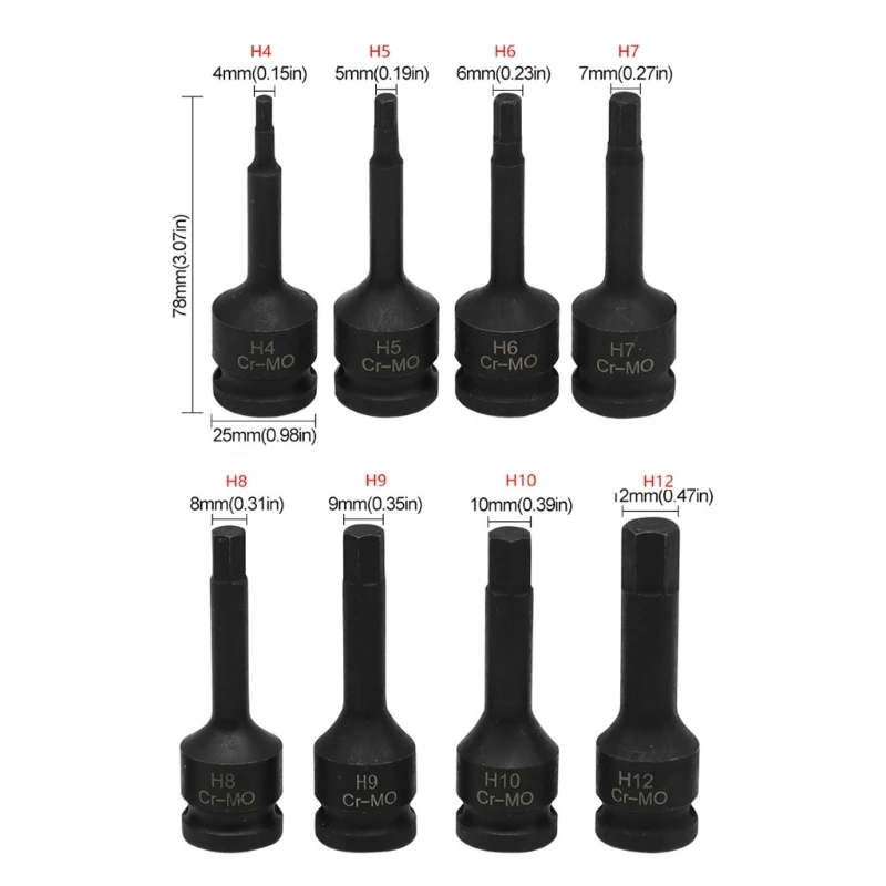 Adattatore per punta esagonale con presa per punta esagonale AllenKey H5 H6 H7 H8 H9 H10 H12 A0KF