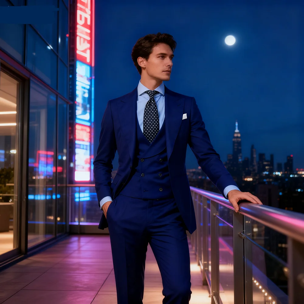 

Red Long Men's Smoking Suit Customizable Blazer Dance Jacket Vest Trousers Chinese Drawings Soft Coat Mens Formal Wear