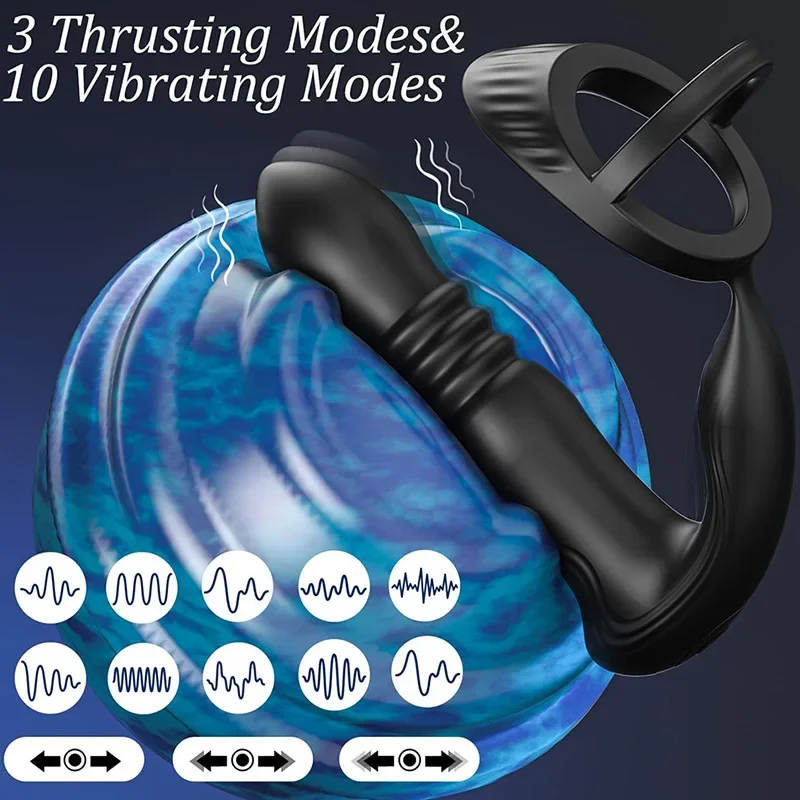 

Male Sex Toys for Prostate Massager with Cock Ring, Remote Control Thrusting Vibrating Anal Plug Anal Sex Toys P-Spot Massager