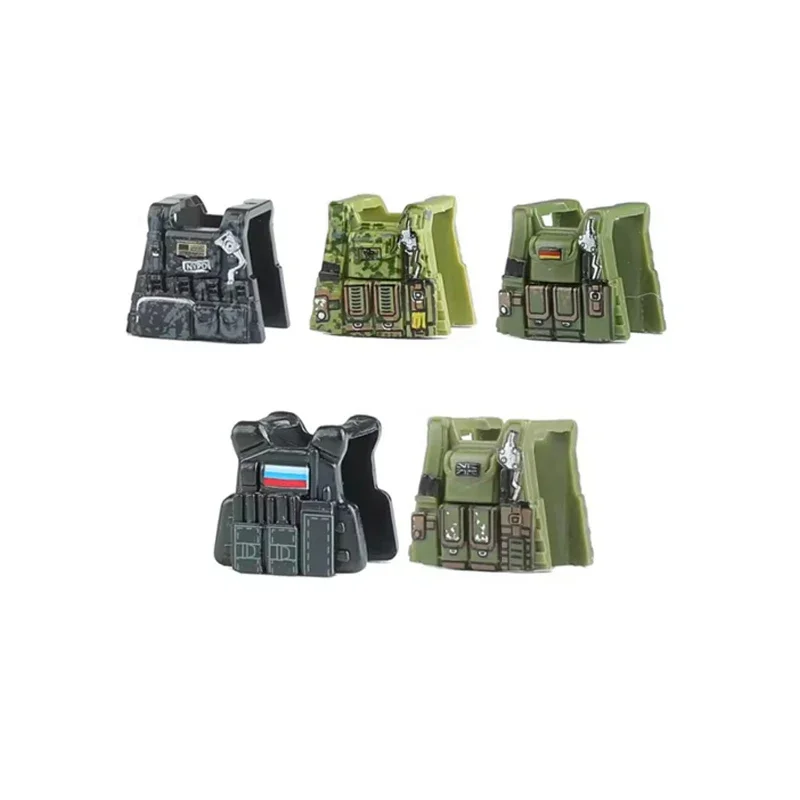 MOC Military Figures US UK Soldier Vest Helmet Building Blocks Bag Weapons WWII  Parts Modern SWAT Police Accessories kids toys