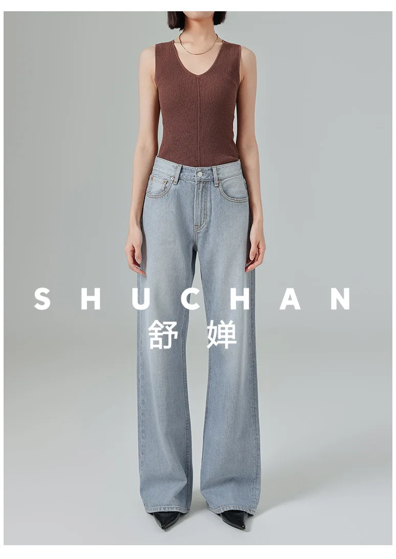 

Новые женские джинсы 2026 года, прямые брюки с высокой талией, свободные широкие брюки-клеш в пол, Vaqueros Mujer