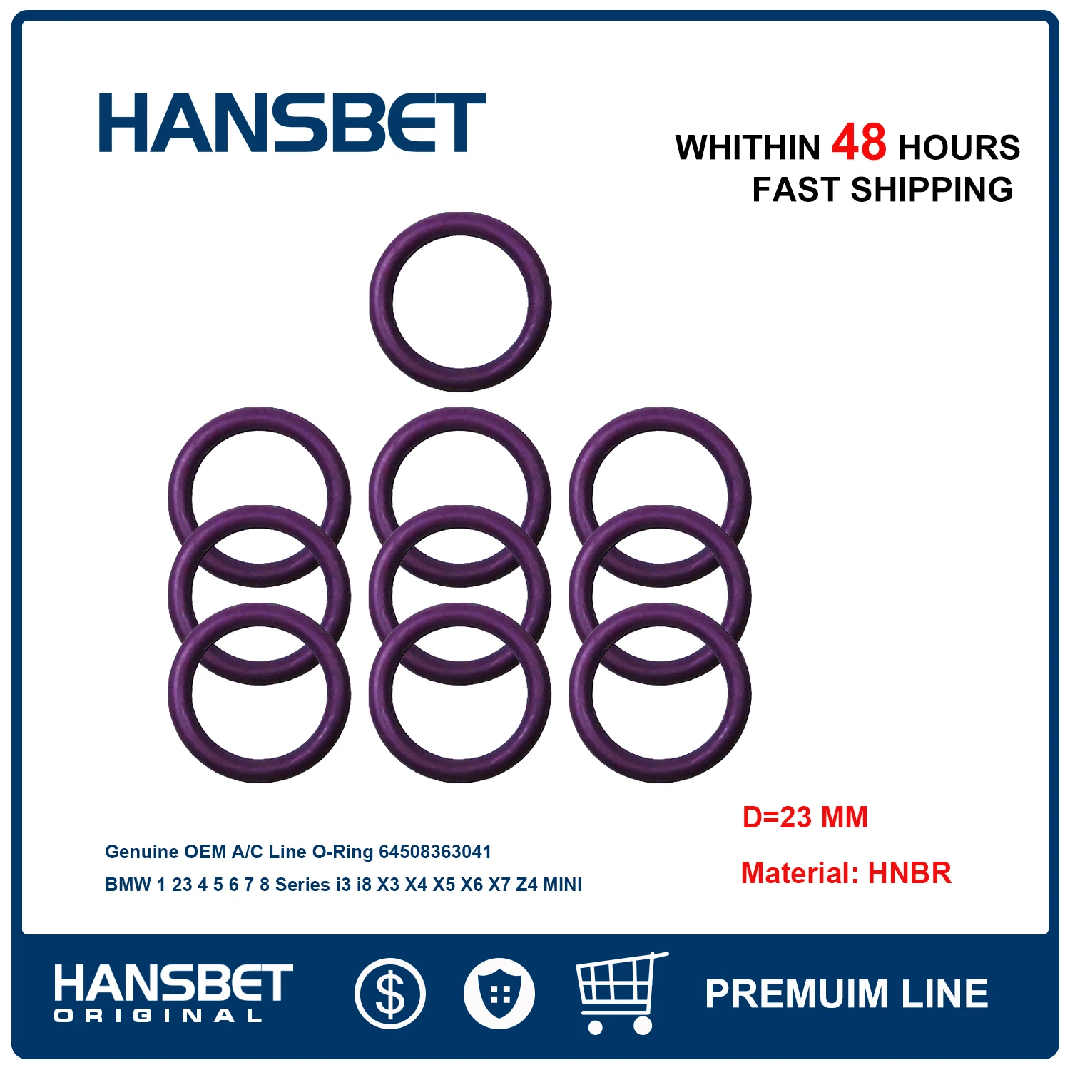 5PCS Genuine OEM A/C Line O-Ring 64508363041 for BMW 1 23 4 5 6 7 Series X1 X5 X6 Z4 HANSBET
