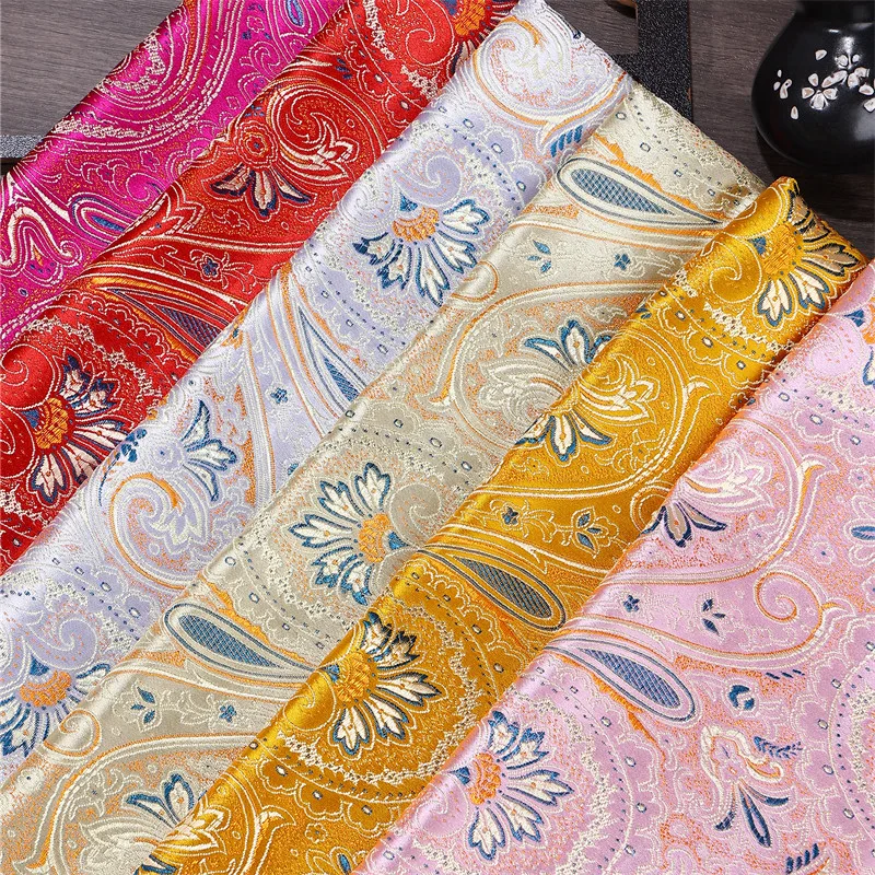 Chinese Style Brocade Satin Jacquard Fabric for Seat Cushion Mamianqun Ancient Costume Ethnic Outfits DIY Sew Material By Meter