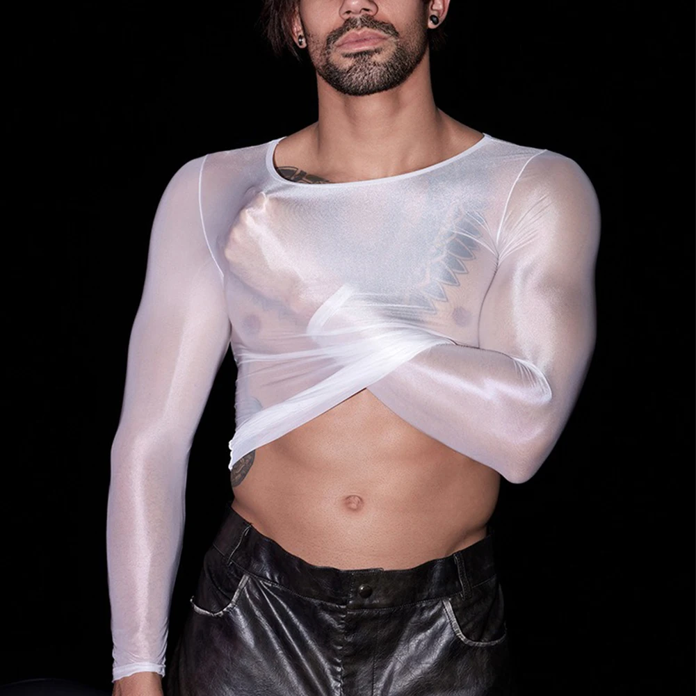 秋用男性用 O ネックタイツ薄手のシャツナイトウェアパジャマ無地高伸縮性ナイトウェアパジャマ