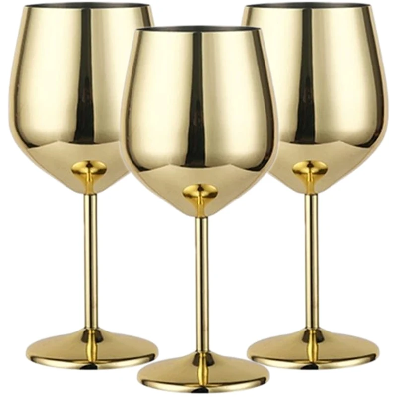 

3PCS Stainless Steel Glass Cocktail Creative Metal Wine Bar Restaurant Champagne Red Wine Glass Drinkware Barware Cup