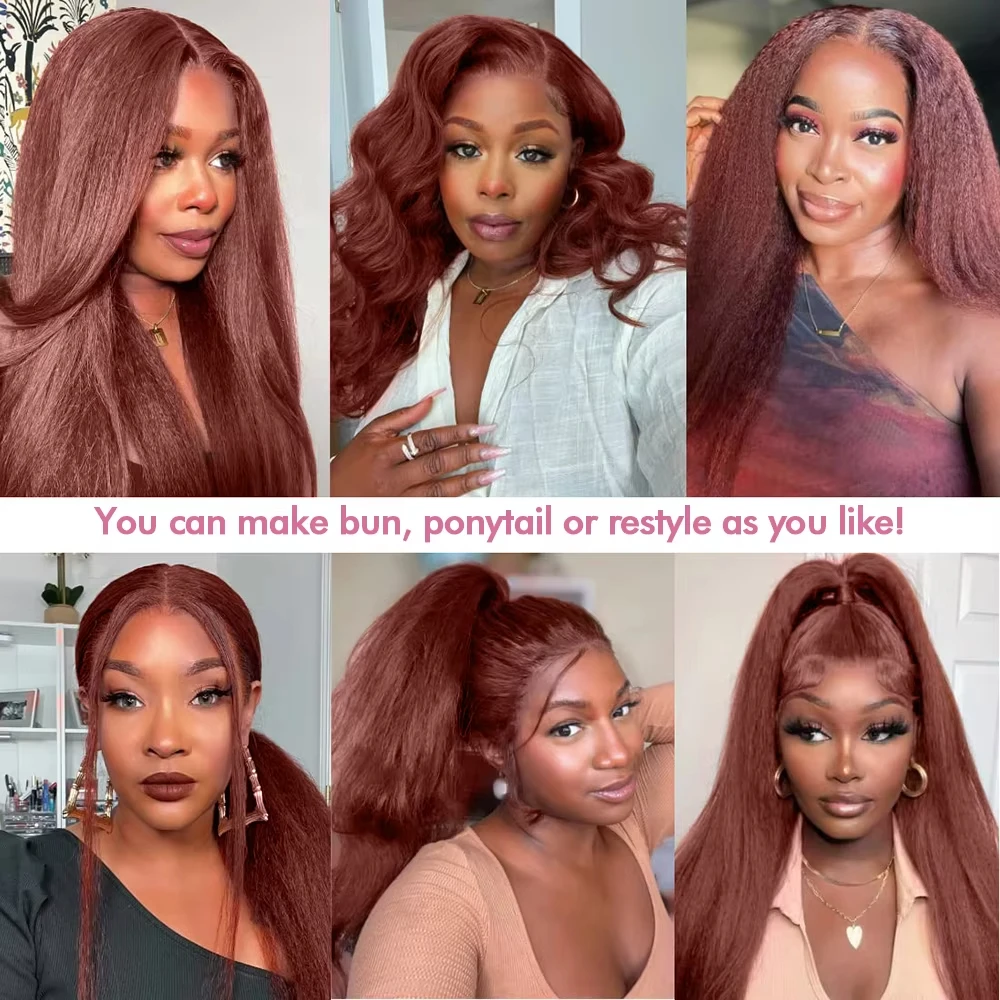 البني المحمر رقيقة جدا غير مرئية الدانتيل الجبهة الباروكات الشعر البشري ترقية 13x4 غريب مستقيم أمامي باروكة من شعر طبيعي للنساء