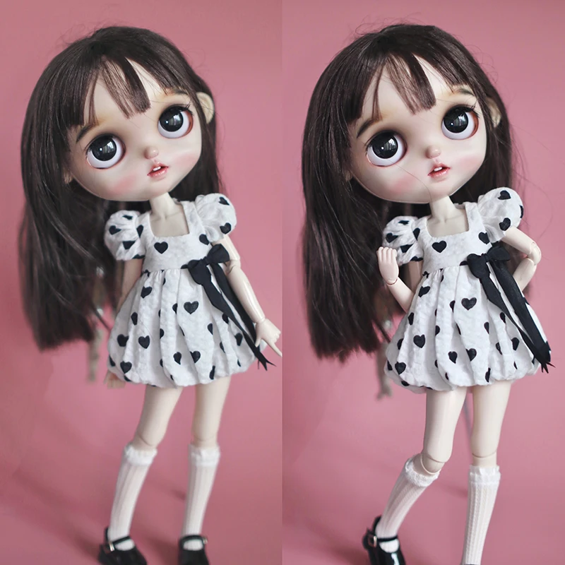 New Arrival Blyth Doll Clothes White Blue Dress Cloud Bubble Skirt for Blyth OB24 Licca Pullip 1/6 Dolls Accessories