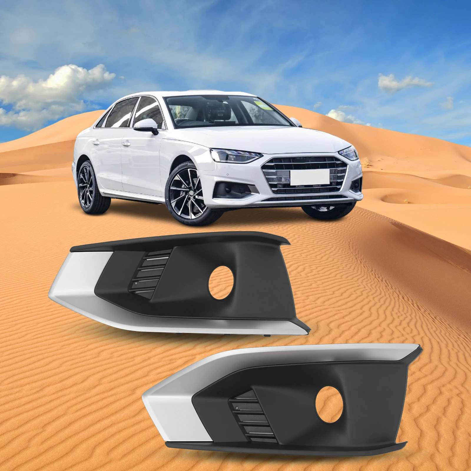 

Left & Right Front Bumper Fog Light Grille Covers, Fog Light Covers For 2020-2022 Audi A4, 1 Pair Fog Light Covers