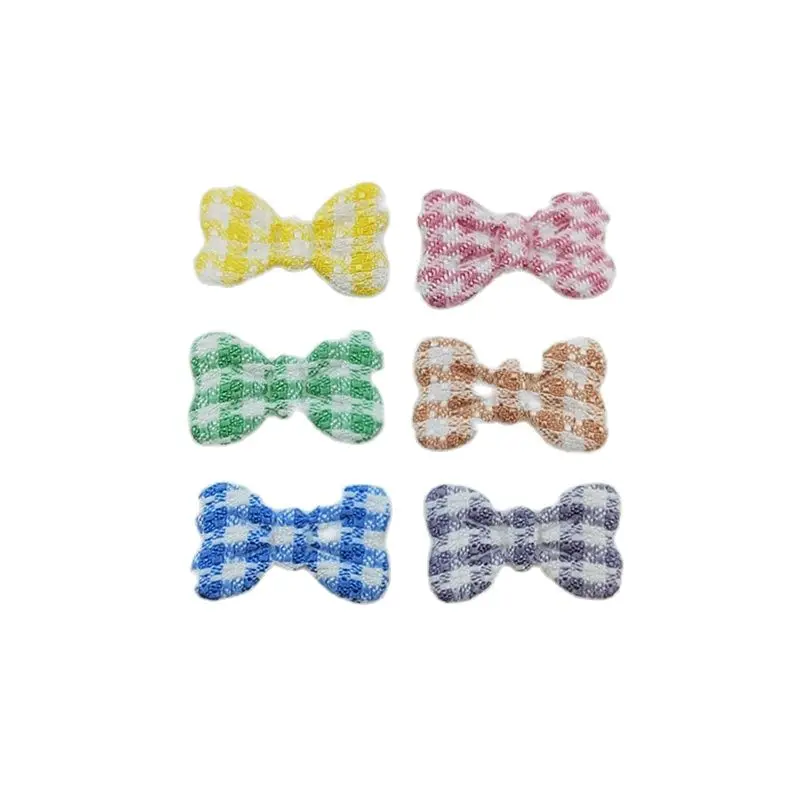 100 Stück Gingham-Schleifen-Applikations-Patches, 2 x 1,2 cm, gepolstert, für DIY-Kleidung, Hüte, Bastelarbeiten, Nähzubehör, Haarspangen, Schleifendekoration – Detail 1
