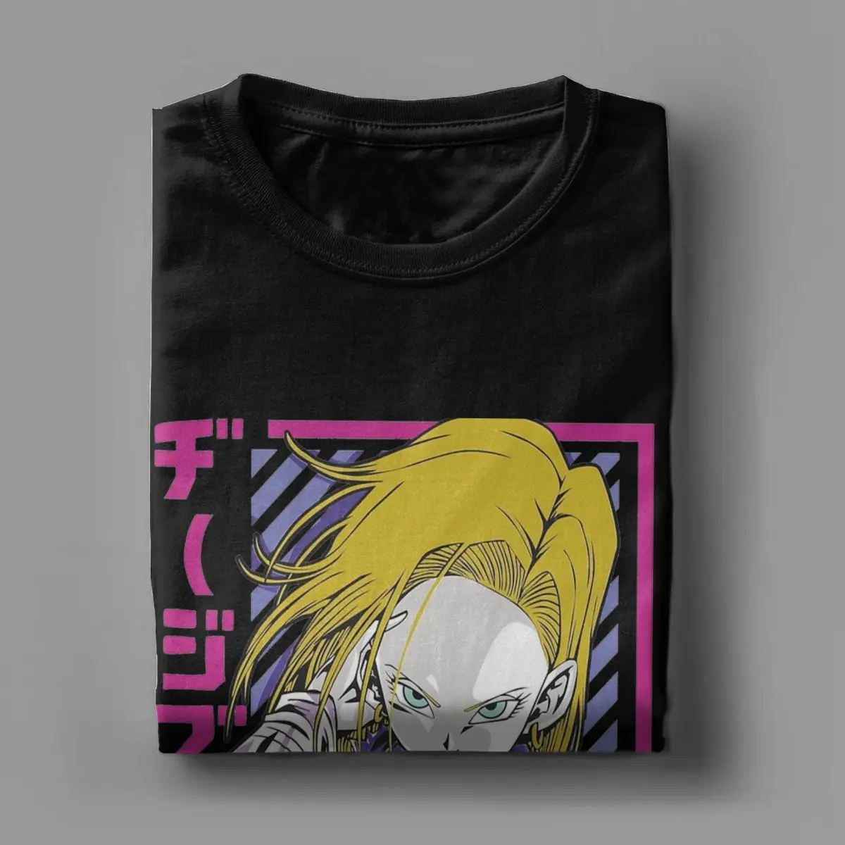 Android 18 Men T Shirts Anime Vintage Tees Short Sleeve Round Collar T-Shirt Pure Cotton Party Clothing