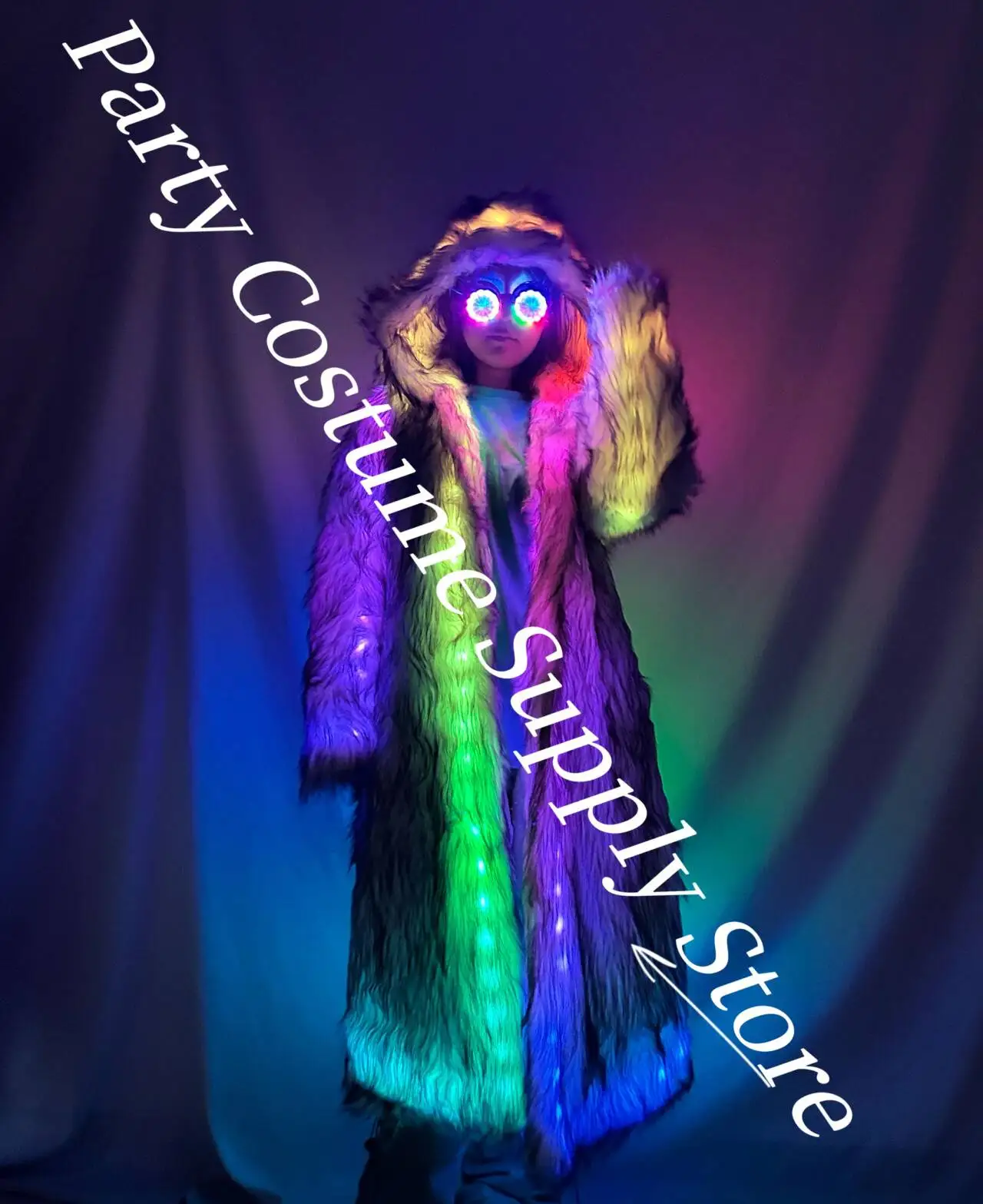 Music Festival Fur Glow Jacket Remote Control LED Party Concert Jacket cosplay costumes