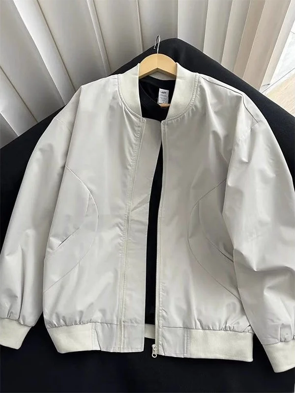 

Мужская бейсбольная куртка цвета хаки, весна-осень, американская ретро-пилотная простая верхняя одежда, длинная застежка-молния, цвет